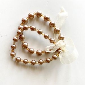 Double Champagne Beaded Bracelet